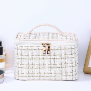 1pc Multifunction Elegant White Large Capacity Storage Portable Makeup Bag For Women Girls